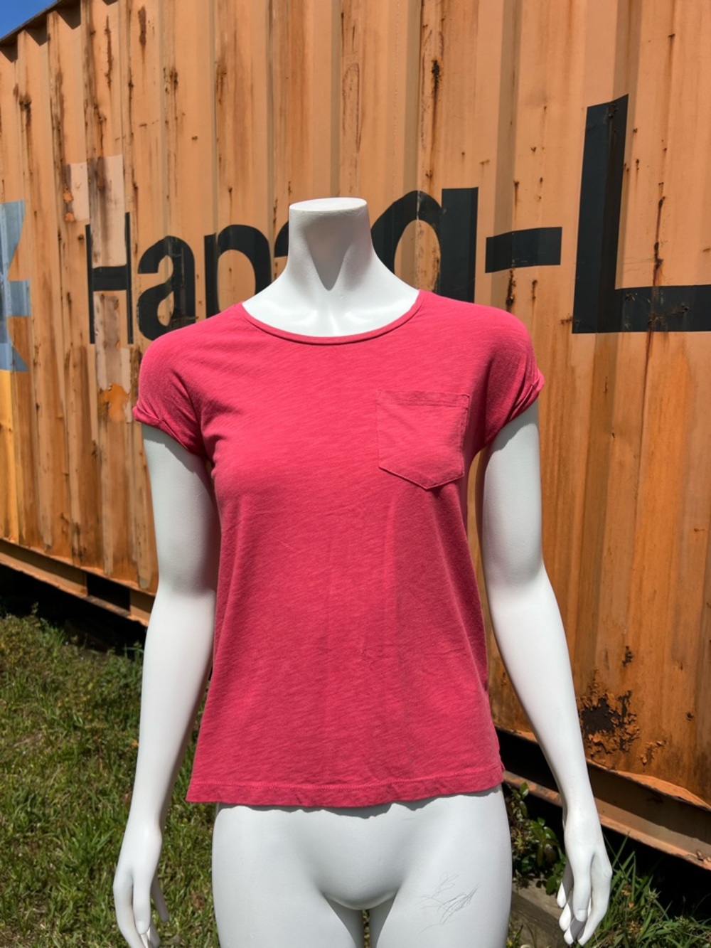 Max Studio red Short Sleeve Pocket Tee